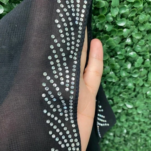 Sheer black with rhinestone detail scarf - Picture 2 of 3